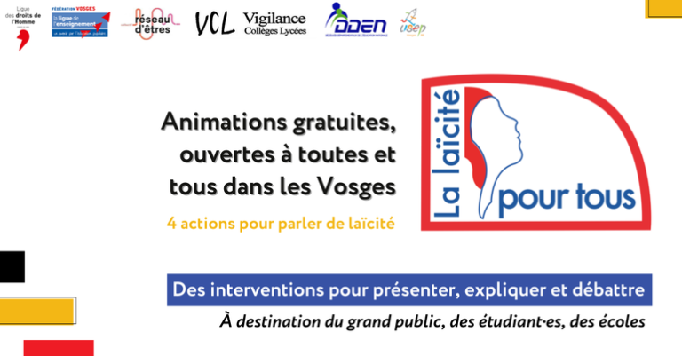 Animations gratuites et ouvertes à tous autour du thème de la laïcité